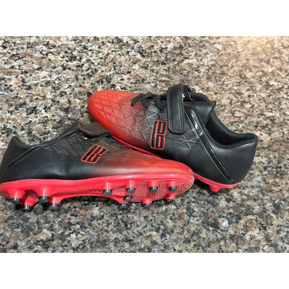Dream Pairs Kids Soccer Cleats Black Red Gradient Athletic Shoes Size‎ 3 US